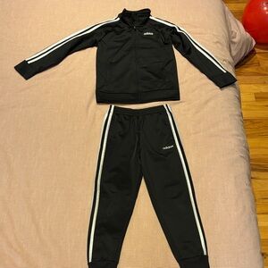 Adidas Kids Black Joggers with White Stripes